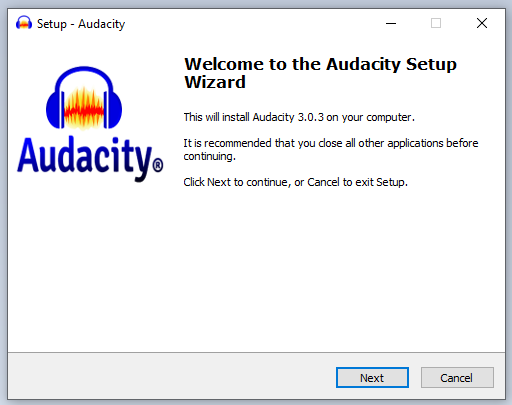 cài đặt phần mềm Audacity