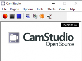 giao diện chính của CamStudio 2.74