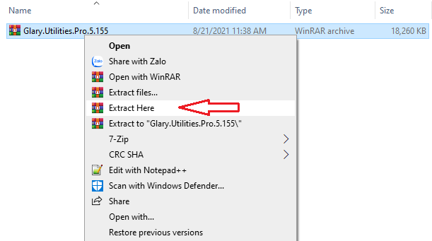 giải nén phần mềm Glary Utilities Pro 5.155