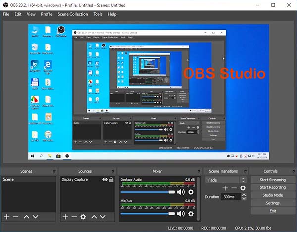 giao diện phần mềm OBS Studio 27.0