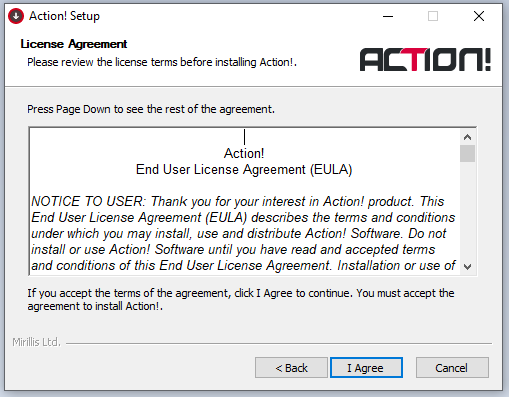 cài đặt phần mềm Action! 4.16