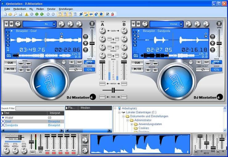 giao diện phần mềm DJ Mixstation