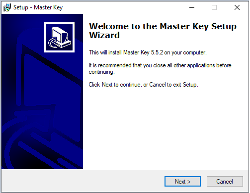 cài đặt phần mềm Master Key
